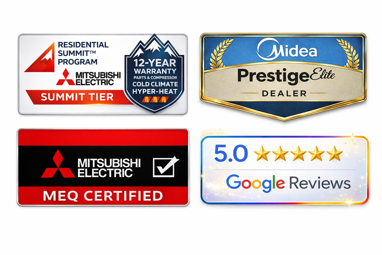 Mitsubishi Summit Tier, Midea Prestige Elite, MEQ Certified, Google 5.0